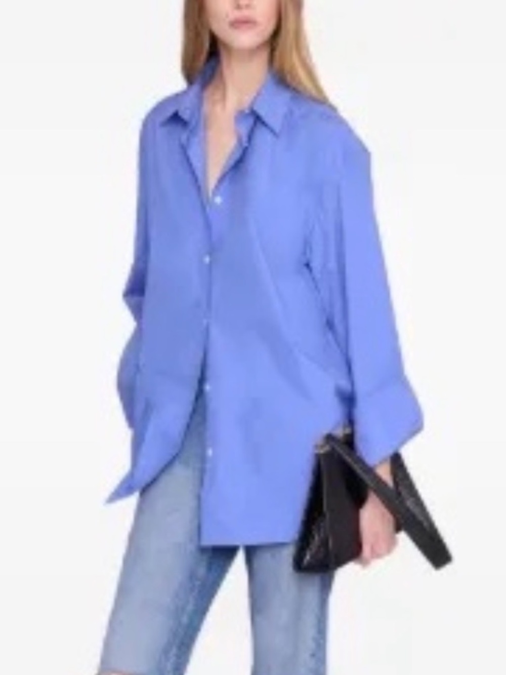 ANINE BING Relaxed Point Collar Oversized Long Sleeve Shirt